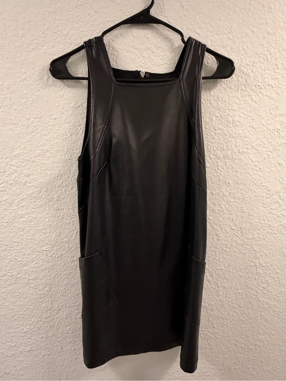 Anthropology Maeve Black Faux Leather Mini Shift Dress - Picture 1 of 4